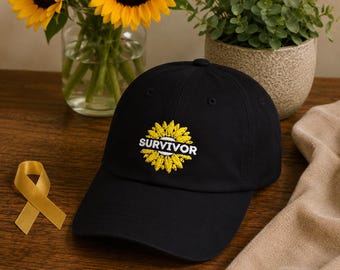 Cancer Survivor Gift, Embroidered Hat, Sunflower Chemo Cap, Cancer support, Last day of chemo