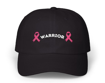 Warrior Cancer Hat: Embroidered Ribbon, Chemo Support Gift