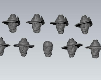 Juego de cabezas Anzac (18) / Miniaturas impresas en 3D a escala 1:56. Varias escalas.