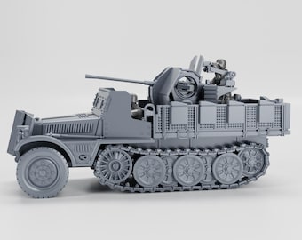 Bolt Action Battlegroup Sd.Kfz.10-5 with armor and 2 cm Flak 38  with Crew (Germany, WW2) Various Scales
