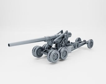 Howitzer 8-inches long Tom USA – 3D Printed Resin Miniature | Highly Detailed WWII Vehicle | Multiple Scales (1/72, 1/56, 1/48, 1/35)