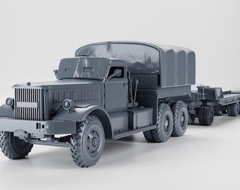 M19 Tank Transporter (US) with m19 Trailer – 3D Printed Resin Miniature | Highly Detailed WWII Vehicle | Multiple Scales