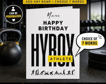 Personalised Hyrox Birthday Card – Functional Fitness Athlete Gym Lover Greeting