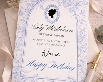Personalised Lady Whistledown BIRTHDAY Card, Bridgerton Inspired Regency Greeting