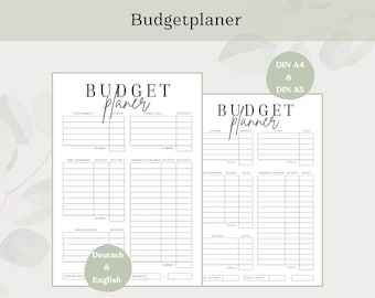 Planificador de presupuesto I DIN A4, DIN A5, descarga digital, planificador financiero, libro del hogar, rastreador de ahorros, PDF, alemán, inglés, imprimible, sin fecha