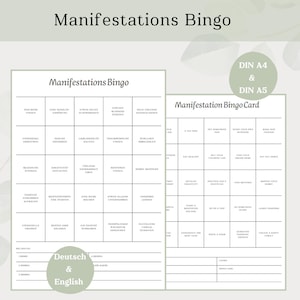 Manifestations Bingo I DIN A4, DIN A5, digitaler Download, zum ausdrucken, Home Office, To Do Liste, PDF, deutsch, englisch, druckbar, Ziele