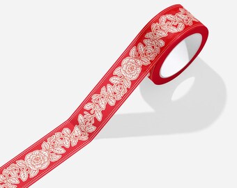 Red Roses Floral Frieze Biodegradable Washi Tape