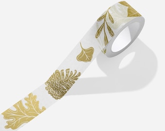 Metallic Gold Fall Leaves Biodegradable Washi Tape