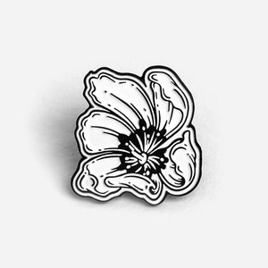 Flower Enamel Pin Black and White Floral Tulip Badge Soft Enamel Floral Brooch Pinback Button Jewelry Accessory Mom Girl Woman Gift image 1