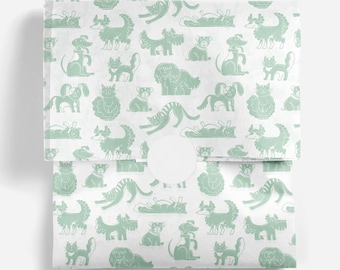 Sage Green Cats & Dogs Tissue Paper: Recycled Gift Wrapping