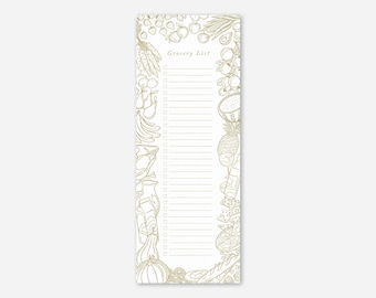 Gold Grocery List Magnetic Notepad | Sustainable Recycled Eco Friendly Market Pad, Mother's Day Graduation Back to School Notebook Gift