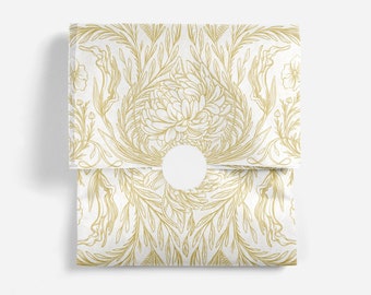 Gold Tissue Paper | Biodegradable Tissue Paper | Recycled Tissue Paper | Holiday Floral Tissue Paper | Eco Friendly | Patterned Tissue Paper