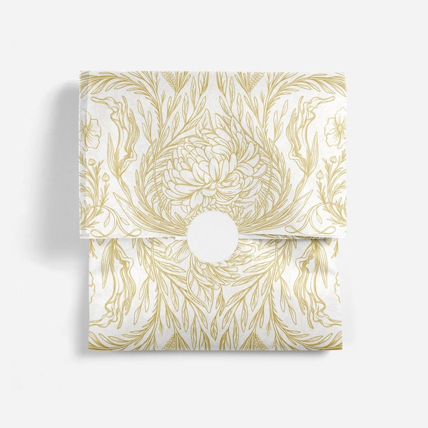 Gold Tissue Paper | Biodegradable Tissue Paper | Recycled Tissue Paper | Holiday Floral Tissue Paper | Eco Friendly | Patterned Tissue Paper