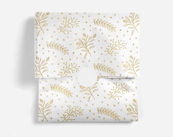 Golden Christmas Compostable Tissue Paper | Recyclable, Eco-friendly, Biodegradable, Winter Gift Wrap | Festive Winter Florals Snowflake
