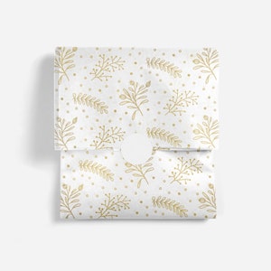 Carta velina compostabile Golden Christmas / Riciclabile, ecologica, biodegradabile, carta da regalo invernale / Fiocco di neve con fiori invernali festivi