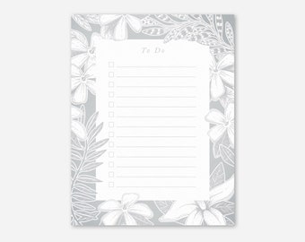 Floral To-Do List Notepad: Silver Jungle Recycled Stationery