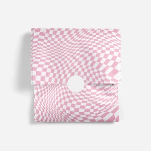 Papier de soie Barbie | Papier d'emballage en tissu recyclable, compostable et biodégradable | Papier Cadeau Motif Psychédélique Carreaux Carrés Rose Blanc