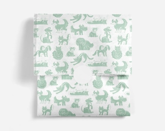 Cats & Dogs Tissue Paper | Recyclable Compostable Biodegradable Tissue Wrapping Paper | Sage Green Cat Dog Children's Present Gift Wrapping