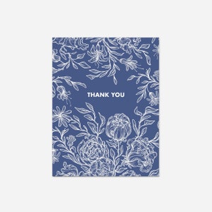 Set of 8 Thank You Gift & Greeting Cards Blue Flowers Sustainable Ecofriendly Recyclable Compostable Blank Inside Matching Envelope image 3