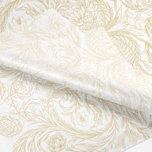 Gold Tissue Paper Biodegradable Tissue Paper Recycled Tissue Paper Holiday Floral Tissue Paper Eco Friendly Patterned Tissue Paper image 2