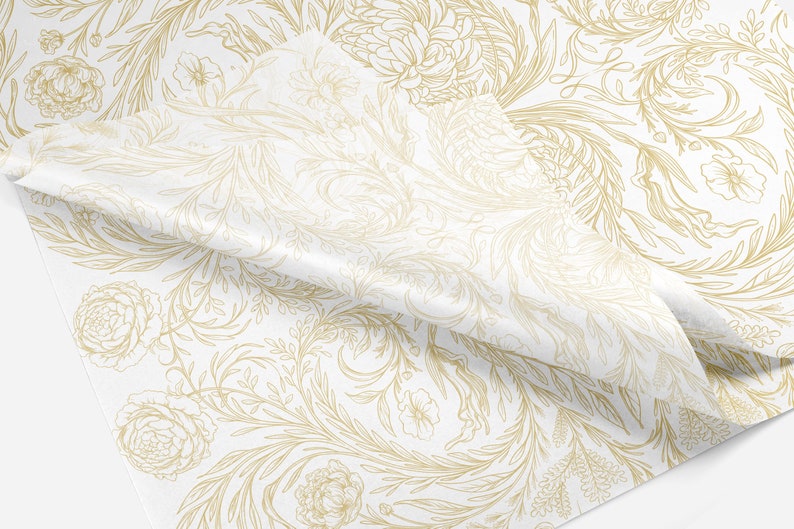 Gold Tissue Paper Biodegradable Tissue Paper Recycled Tissue Paper Holiday Floral Tissue Paper Eco Friendly Patterned Tissue Paper image 2