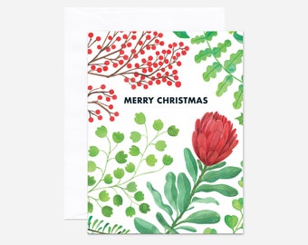 Winter Watercolor Christmas & Holidays Greeting Card | Sustainable Eco-Friendly Recyclable Compostable | Blank Inside |