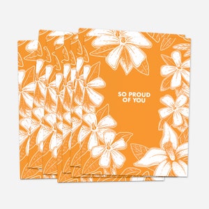 So Proud of You Orange Florals Cards | Duurzaam milieuvriendelijk recyclebaar composteerbaar | Oranje Gefeliciteerd Pride Bloemen Wenskaarten
