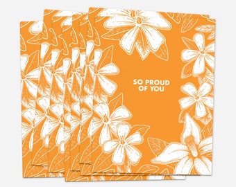 So Proud of You Orange Florals Cards | Sustainable Eco-Friendly Recyclable Compostable | Orange Congratulations Pride Flowers Greeting Cards