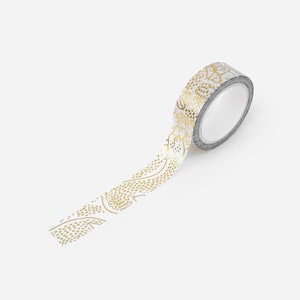 Ruban adhésif en papier Washi biodégradable avec feuille d'or métallique avec motif guépards dorés | Ruban adhésif écologique compostable pour emballage cadeau
