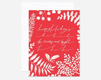 Happy Holidays Christmas & Holidays Greeting Card | Sustainable Eco-Friendly Recyclable Compostable | Blank Inside | With Matching Envelope