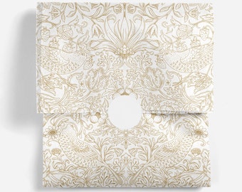 Papier de soie inspiré du voleur de fraises William Morris | Papier de soie recyclé or et argent | Papier de soie à motif floral pour les fêtes de Noël