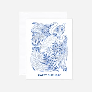 Happy Birthday Greeting Card | Sustainable Eco-Friendly Recyclable Compostable Stationery | Blank Inside Matching Eco Envelope | Pretty Bird