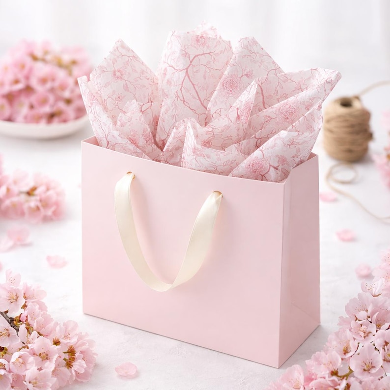 Cherry Blossom Pink Floral Compostable Tissue Paper - Etsy