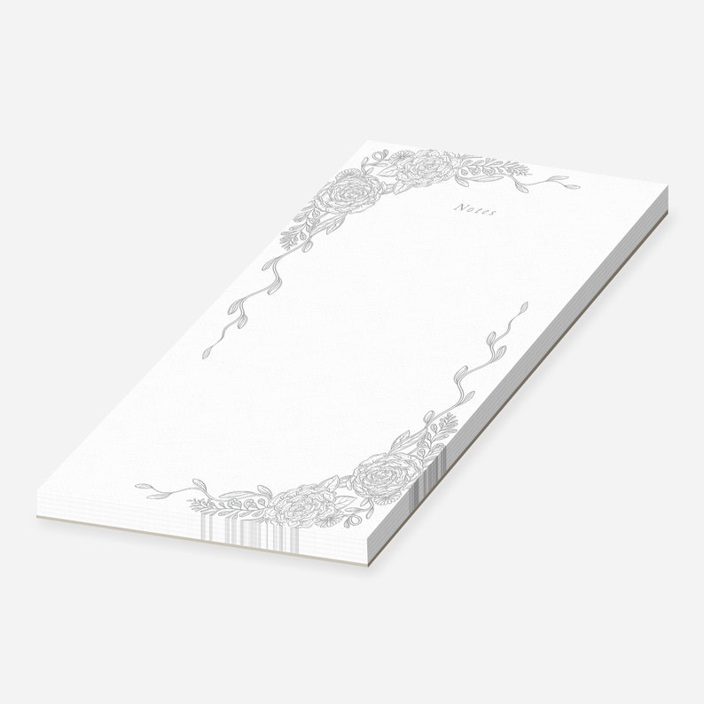 Silver Roses Notepad: Eco-friendly Floral Stationery - Etsy