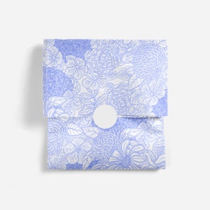 Secret Garden-vloeipapier | Recyclebaar, composteerbaar, biologisch afbreekbaar inpakpapier | Cadeaupapier blauw lila paars bloemenprintpatroon