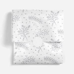 Carta velina natalizia floreale argentata / Carta da regalo e carta da regalo ecologica / Carta velina biodegradabile / Carta velina con fiori per le feste