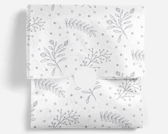 Silver Floral Christmas Tissue Paper | Eco-Friendly Wrapping Paper & Gift Wrap | Biodegradable Tissue Paper | Holiday Flowers Tissue Paper