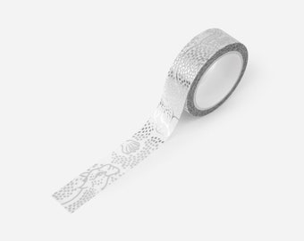 Biodegradable Metallic Silver Foil Washi Paper Tape with Cheetahs Pattern Design | Compostable Eco friendly Gift Wrap Packaging Washi Tape