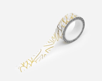 Biodegradable Gold Foil Washi Tape: Royal Gardens Pattern