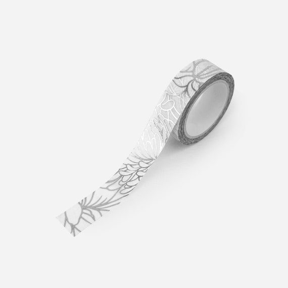 Biodegradable Silver Foil Washi Tape: Royal Garden Pattern
