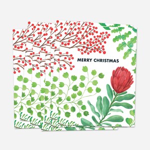 Set di 8 biglietti di auguri di buon Natale / fiori ad acquerello festivi / Compostabile riciclabile ecologico sostenibile / busta coordinata