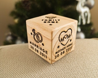 Anniversary Dice ( Personalised ) | Keepsake Cube | Gift for Marriage & New Baby - Free Gift Box -