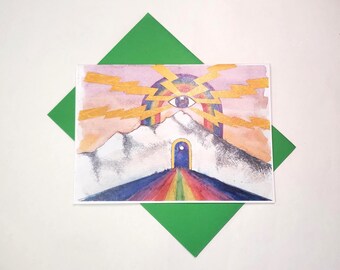 Handmade watercolor multi occasion greeting card - blank inside "Third Eye Opening"
