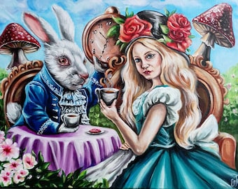 Alice in Wonderland Original Acrylic Painting Original Avtor