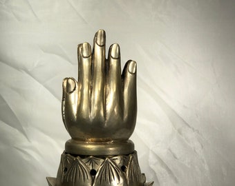 incense burner of Kuan-Yin hand on lotus petal