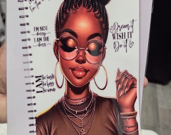 Boss Vibe UV DTF planner cover, bossy, me vs me competition, dream it, goals, journal