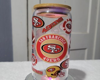 Vaso de vidrio de los 49ers: lata de cerveza Libbey de 16 oz.