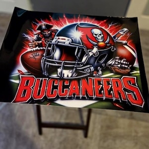 Custom Tampa Bay Buccaneers folding tv tray table, football tray, team spirt, gameday, mancave.