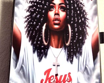 Jesus UV DTF Journal Cover, message, dream, journal, black woman, glory, spirit, gift