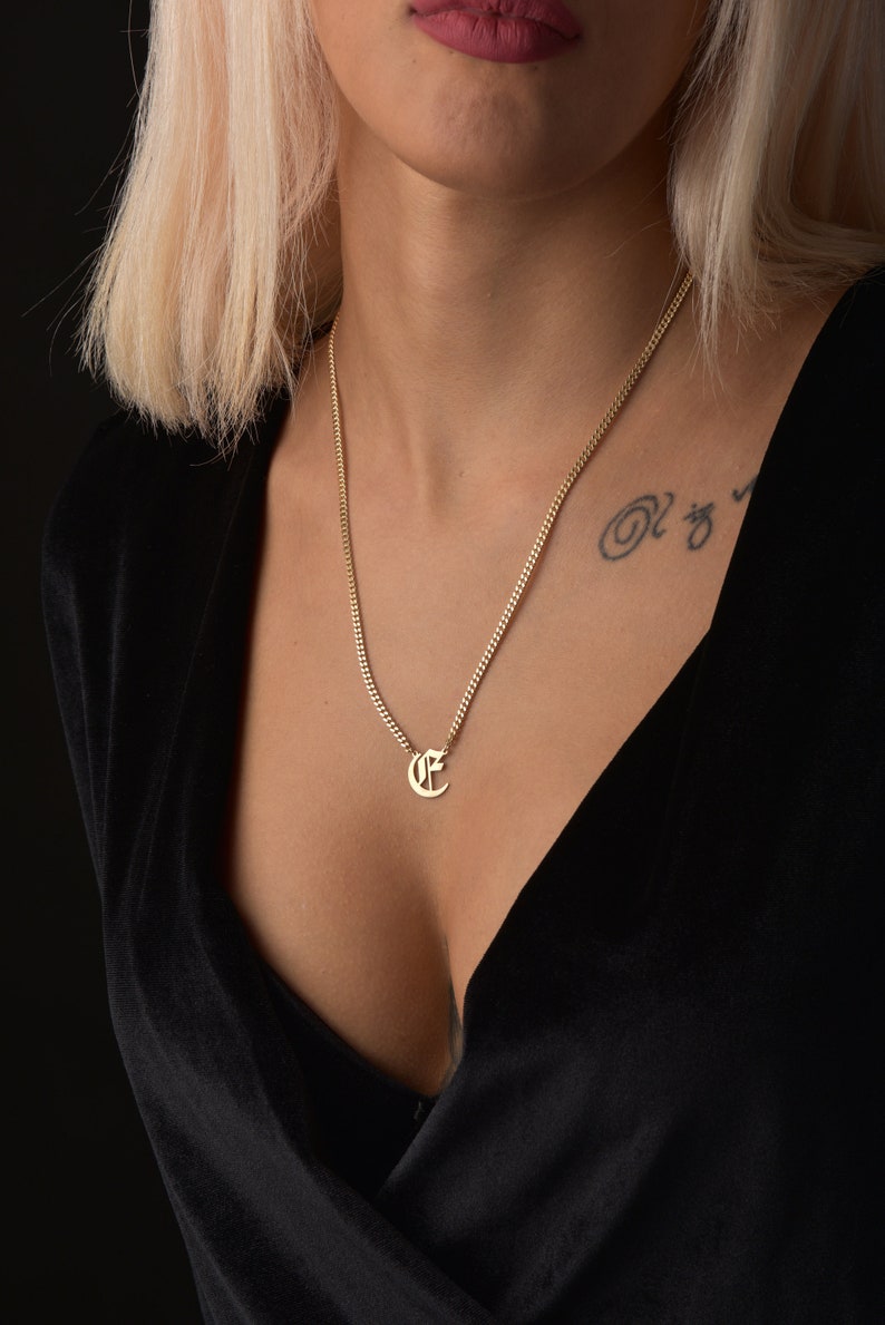 Old English Initial Necklace Old English Jewelry Old English Etsy